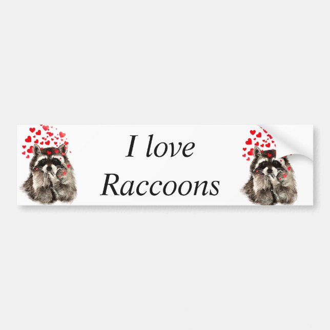 I love Raccoons Funny Racoon Blowing Kisses Love Bumper Sticker (Front)