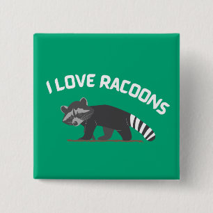 I Love Racoons 15 Cm Square Badge