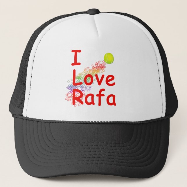 I Love Rafa Tennis Design Trucker Hat (Front)