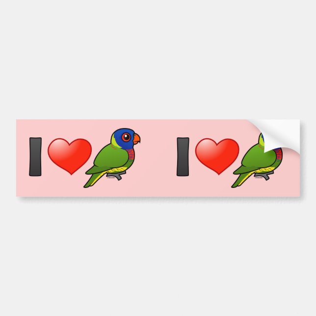 I Love Rainbow Lorikeets Bumper Sticker (Front)