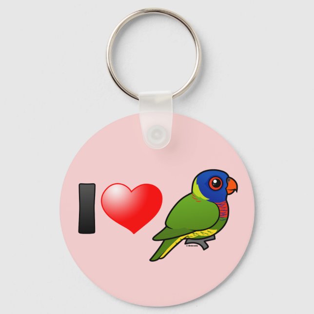 I Love Rainbow Lorikeets Key Ring (Front)