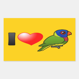 I Love Rainbow Lorikeets Rectangular Sticker