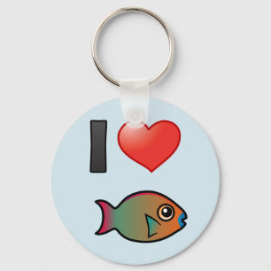 I Love Rainbow Parrotfish Key Ring