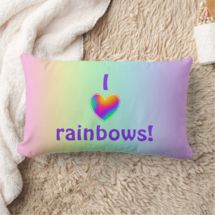 I Love Rainbows Heart Lumbar Pillow