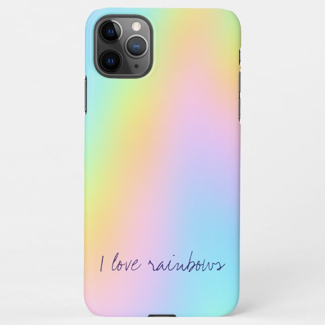 "I Love Rainbows" Pastel Rainbow Abstract Gradient iPhone Case (Back)