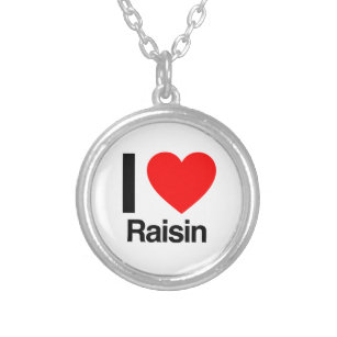 i love raisin silver plated necklace