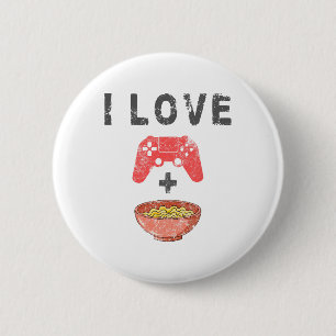 I Love Ramen And Gaming Funny Retro Noodles Gamer  6 Cm Round Badge