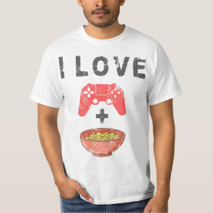 I Love Ramen And Gaming Funny Retro Noodles Gamer  T-Shirt