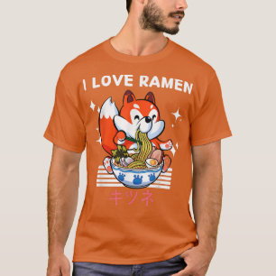 I Love Ramen Cute Kawaii Fox Eats Ramen Japanese A T-Shirt