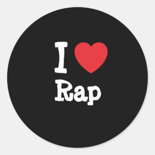 I love Rap heart custom personalised Classic Round Sticker