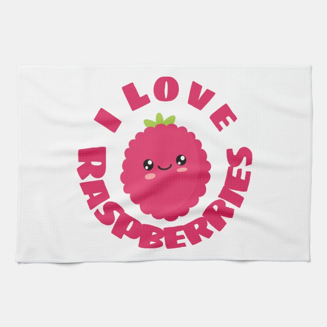 I love Raspberries Tea Towel (Horizontal)