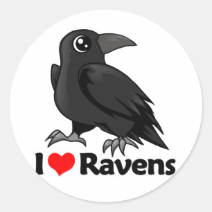 I Love Ravens Classic Round Sticker