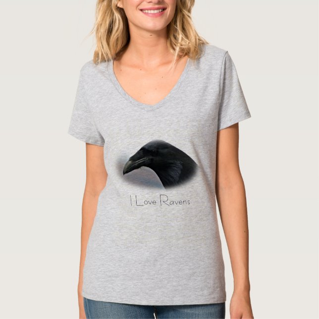 I love Ravens Ladies Hanes Tee shirt (Front)