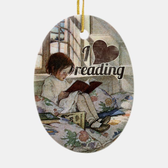 I Love Reading Ceramic Tree Decoration (Back)