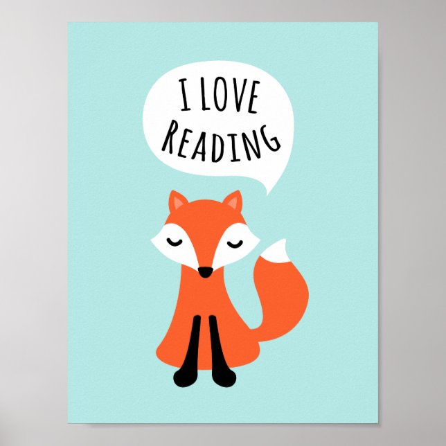 I love reading cute cartoon fox nursery wall art (Front)