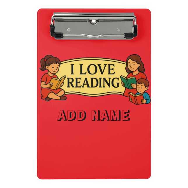 I Love Reading Drawstring book bag Mini Clipboard (Front)