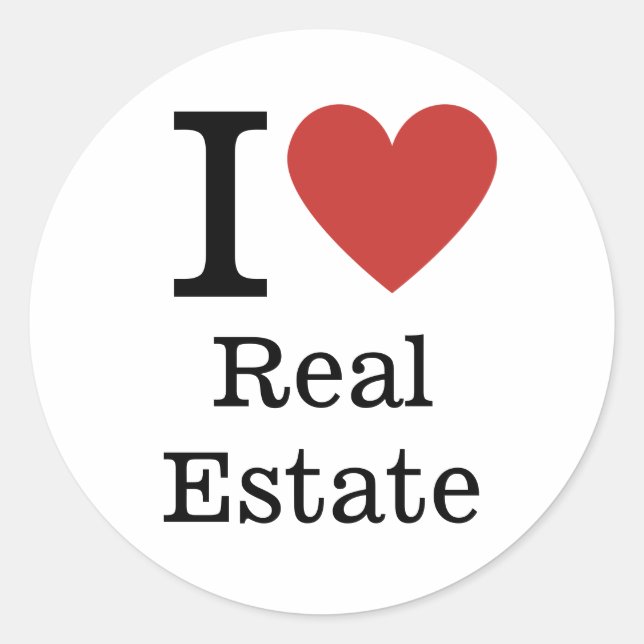 I ❤️ Love Real Estate CUSTOM Classic Round Sticker (Front)