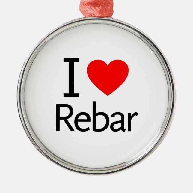 I Love Rebar Metal Tree Decoration (Front)