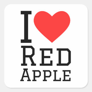 I love red apple square sticker
