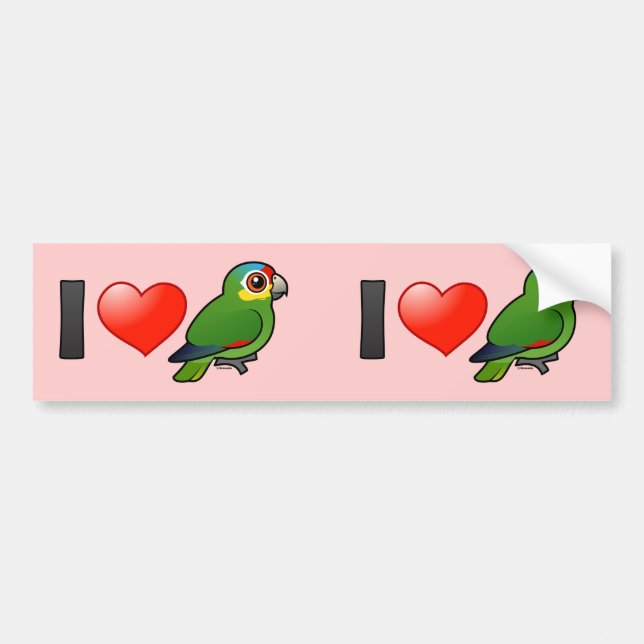 I Love Red-lored Amazons Bumper Sticker (Front)