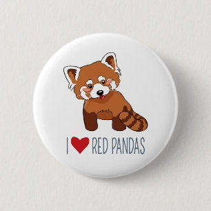 I Love Red Pandas - Cartoon Red Panda 6 Cm Round Badge