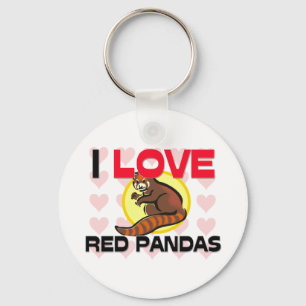 I Love Red Pandas Key Ring