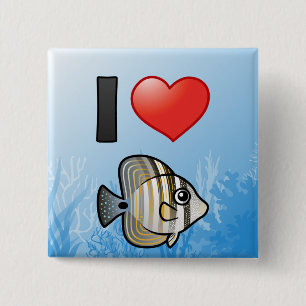 I Love Red Sea Sailfin Tang 15 Cm Square Badge