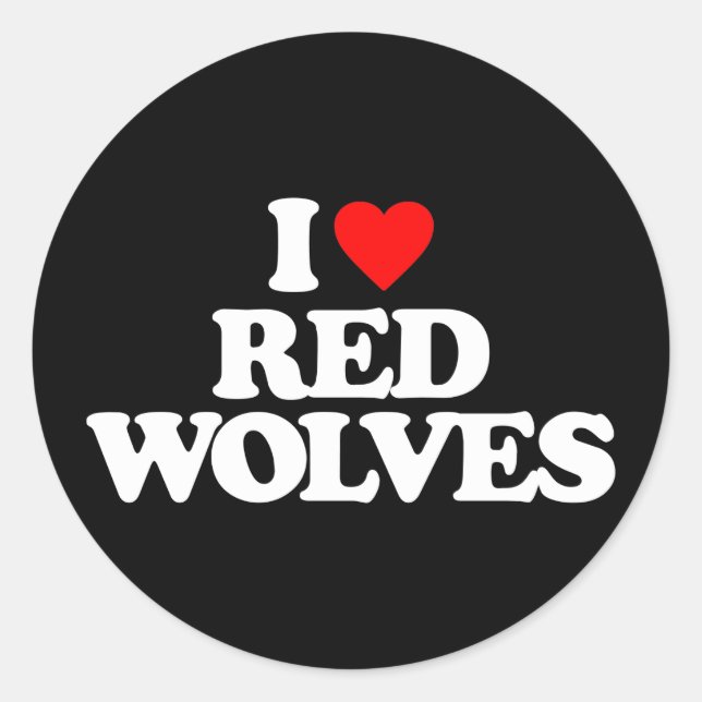 I LOVE RED WOLVES CLASSIC ROUND STICKER (Front)