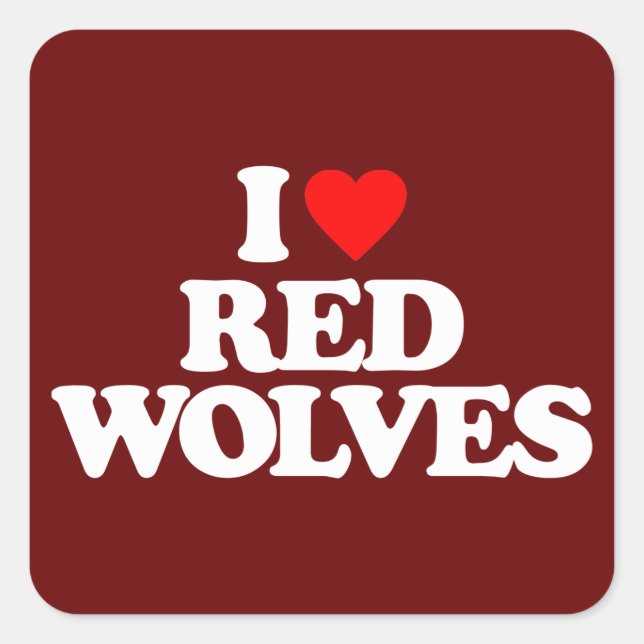 I LOVE RED WOLVES SQUARE STICKER (Front)