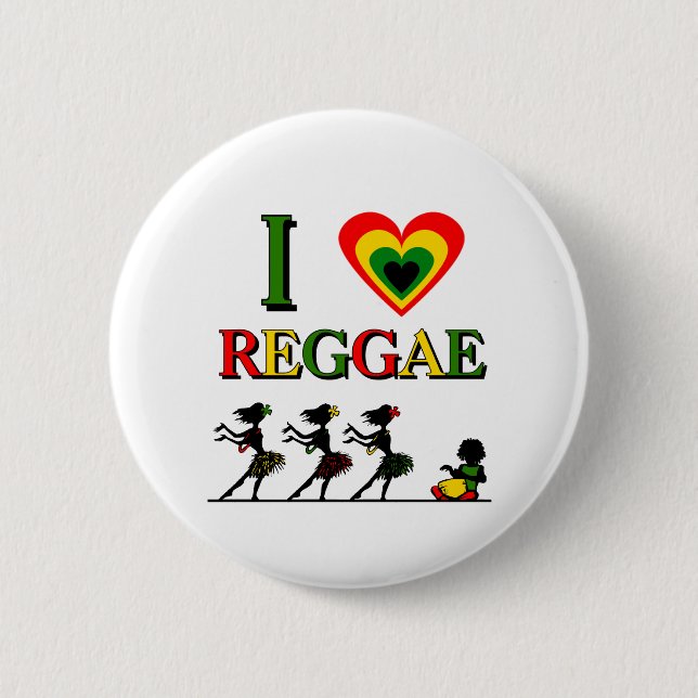I Love Reggae 6 Cm Round Badge (Front)