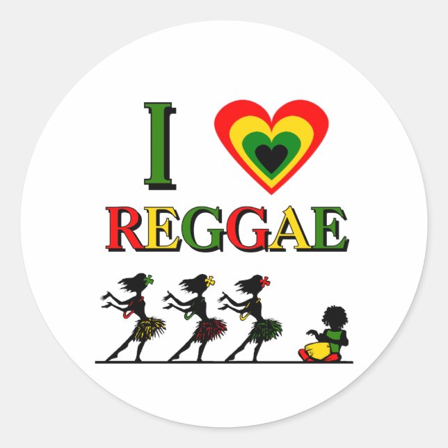 I Love Reggae Classic Round Sticker (Front)