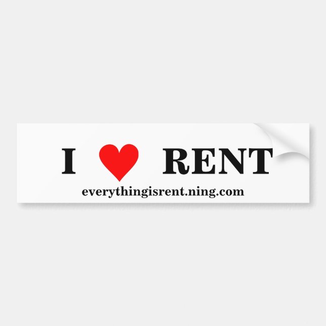 I Love RENT Bumper Sticker (Front)
