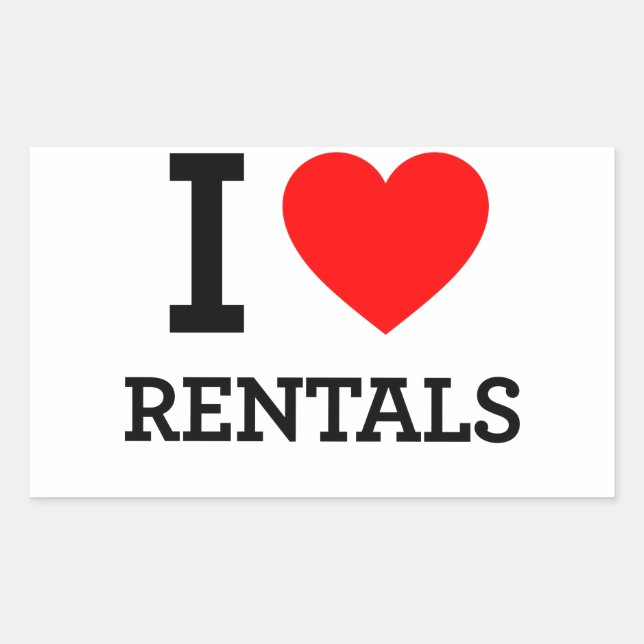 I Love Rentals Rectangular Sticker (Front)