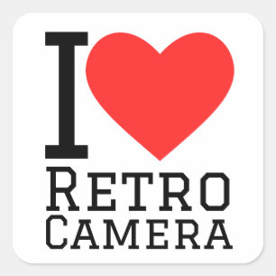 I love retro camera square sticker