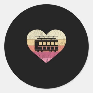 I Love Retro Tram And Trams Classic Round Sticker