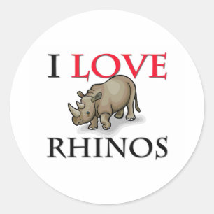 I Love Rhinos Classic Round Sticker