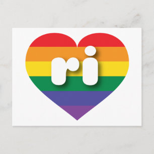 I Love Rhode Island Rainbow Heart Postcard