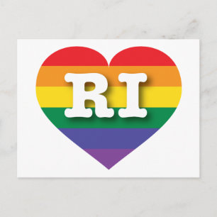 I Love Rhode Island Rainbow Heart Postcard