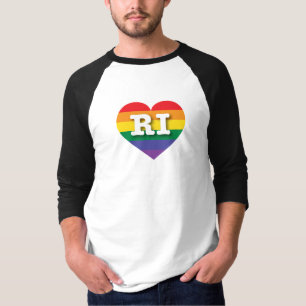 I Love Rhode Island Rainbow Heart T-Shirt