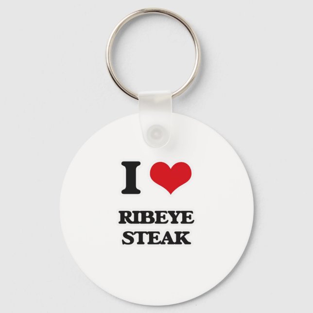 I Love Ribeye Steak Key Ring (Front)