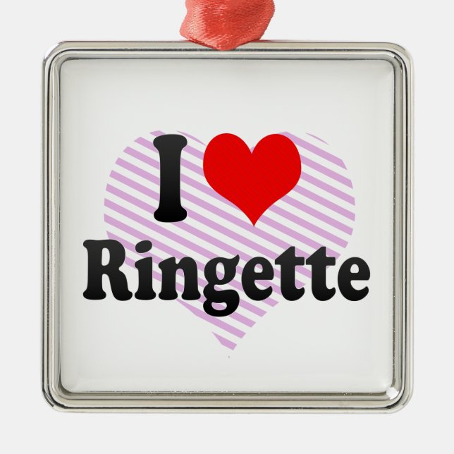 I love Ringette Metal Tree Decoration (Front)