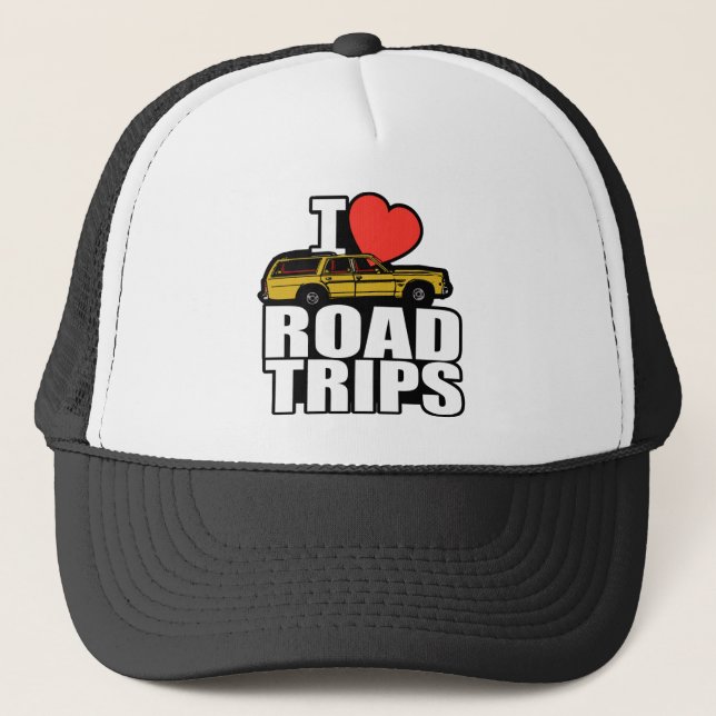 I Love Road Trips Trucker Hat (Front)