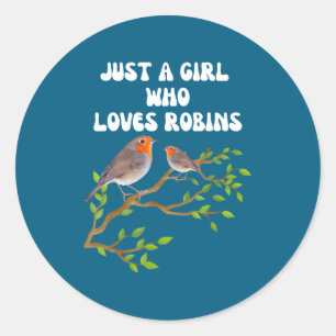 I Love Robins Bird Lover Colourful Present Classic Round Sticker