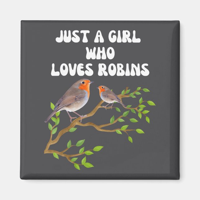 I Love Robins Bird Lover Colourful Present  Magnet (Front)