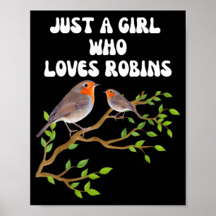 I Love Robins Bird Lover Colourful Present  Poster