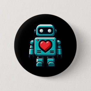 I Love Robots Happy Valentine Apparel 6 Cm Round Badge