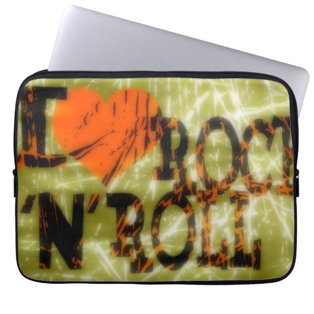 I love rock and roll laptop sleeve (Front)