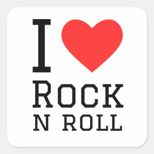 I love rock and roll square sticker