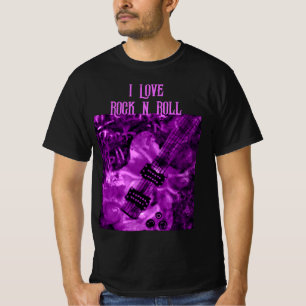 I Love Rock N Roll Electric Guitar Painting Purple T-Shirt