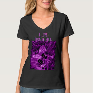 I Love Rock N Roll Electric Guitar Painting Purple T-Shirt